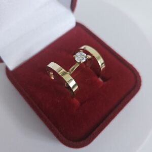 Par de Alianças de Ouro Retas 3mm com Anel